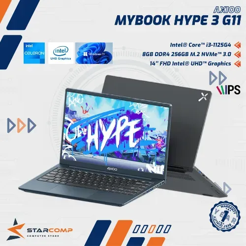 AXIOO MYBOOK HYPE 3 G11 CORE I3 1125G4 8GB 256GB 14" FHD IPS W11