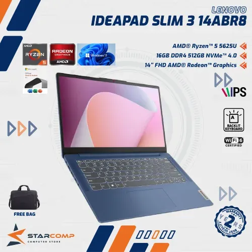 LENOVO IDEAPAD SLIM 3 14ABR8 RYZEN 5 5625U 16GB 512GB IPS W11+OHS
