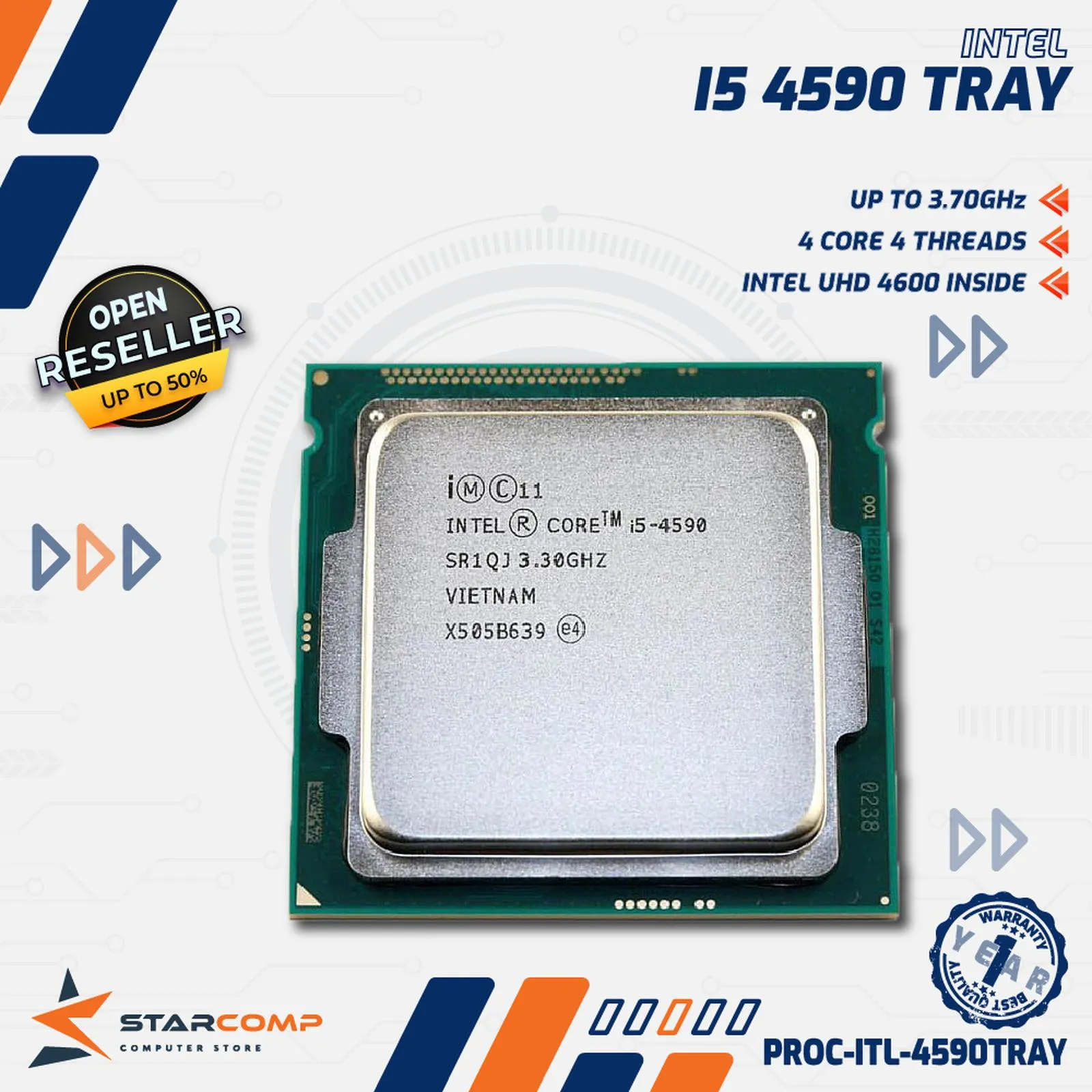 PROCESSOR INTEL CORE I5 4590 TRAY NO FAN