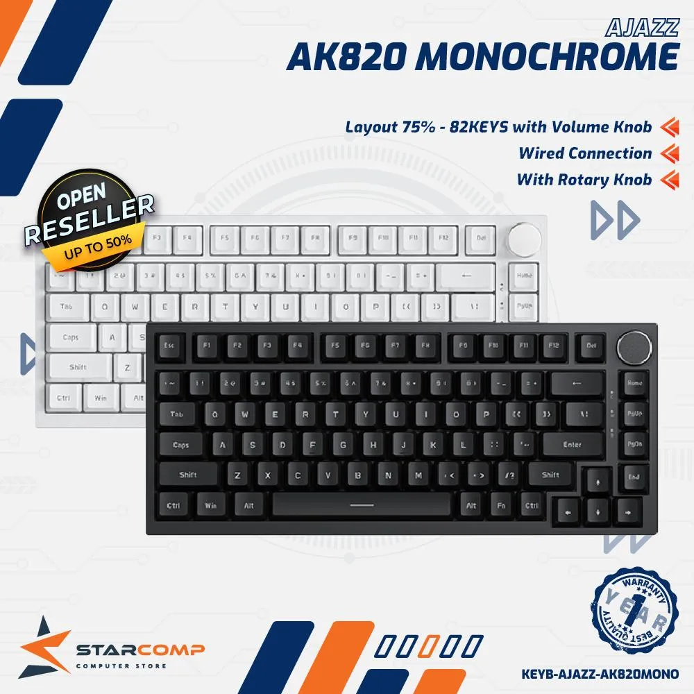 KEY AJAZZ AK820 MONOCHROME 82KEY BACKLIGHT