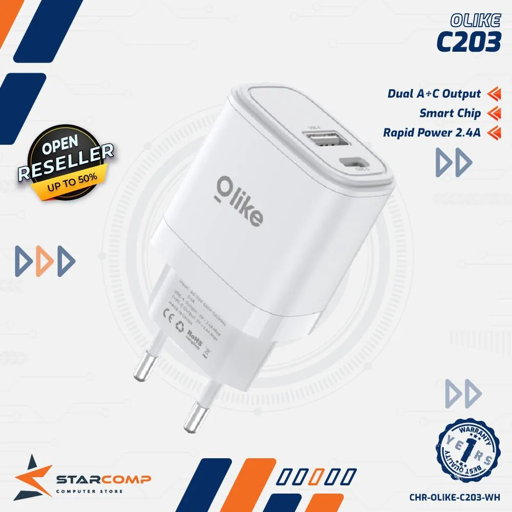 CHARGER OLIKE C203 DUAL PORT A+C (ISI 10)