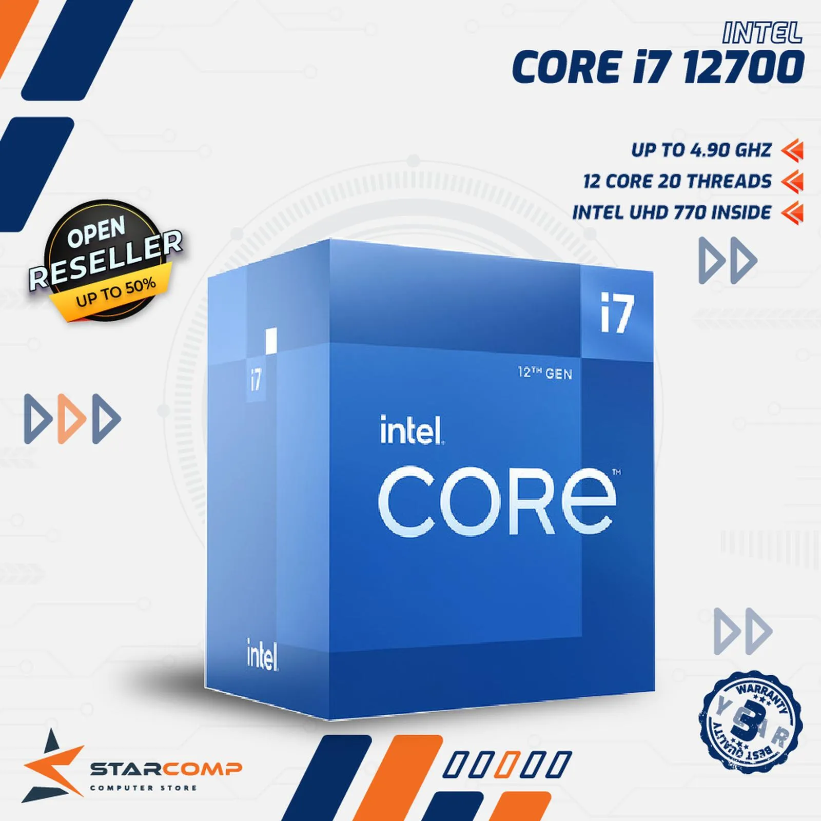 PROCESSOR INTEL CORE I7 12700 TRAY NO FAN