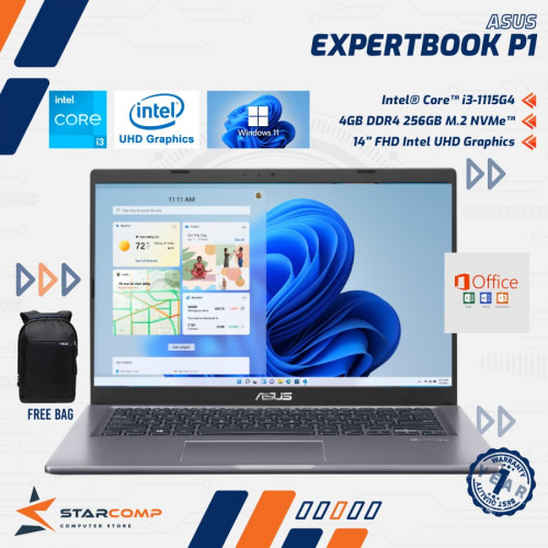 ASUS EXPERTBOOK P1412CEA-EK3420WS	 CORE I3 1115G4 4GB 256GB 14" FHD