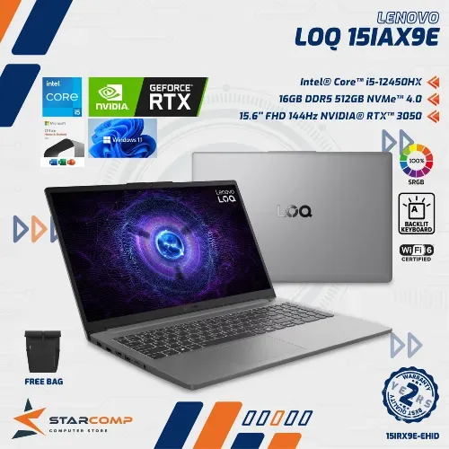 LENOVO LOQ 15IAX9E I5 12450HX RTX3050 16GB 512GB 144HZ SRGB