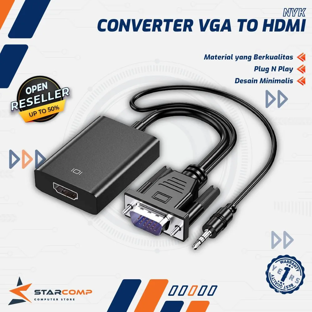 CONVERTER NYK VGA TO HDMI AUDIO HITAM