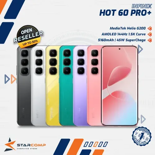 INFINIX HOT 60 PRO+ 8/256 8/128 GB HELIO G200 50MP AMOLED 144HZ CURVE 5160MAH GARANSI RESMI
