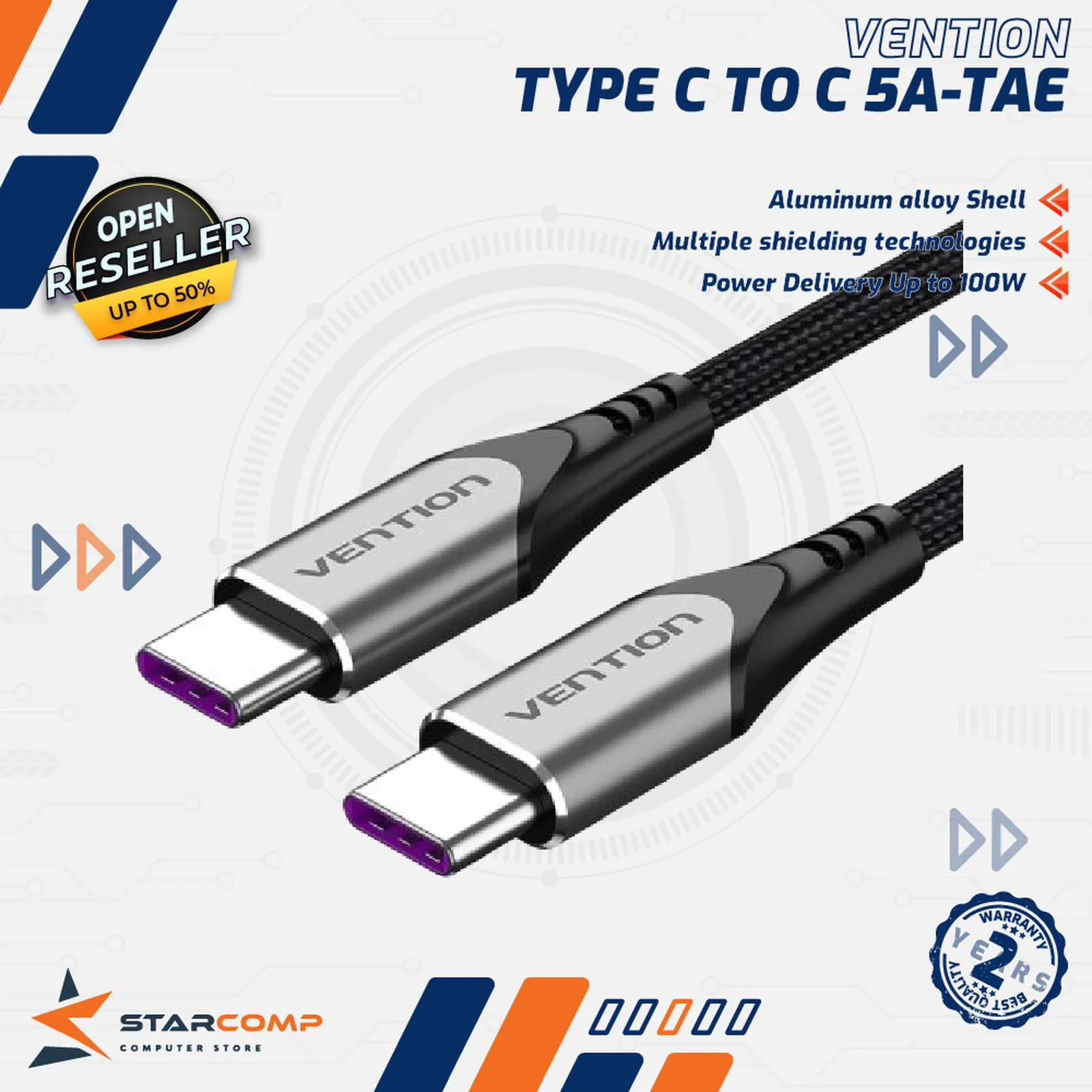 KABEL VENTION USB2.0 C TO C 5A 1M (TAEHF)