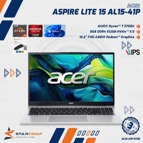 ACER ASPIRE LITE AL15-41P RYZEN 7 5700U 8GB 512GB 14" FHD IPS W11+OHS