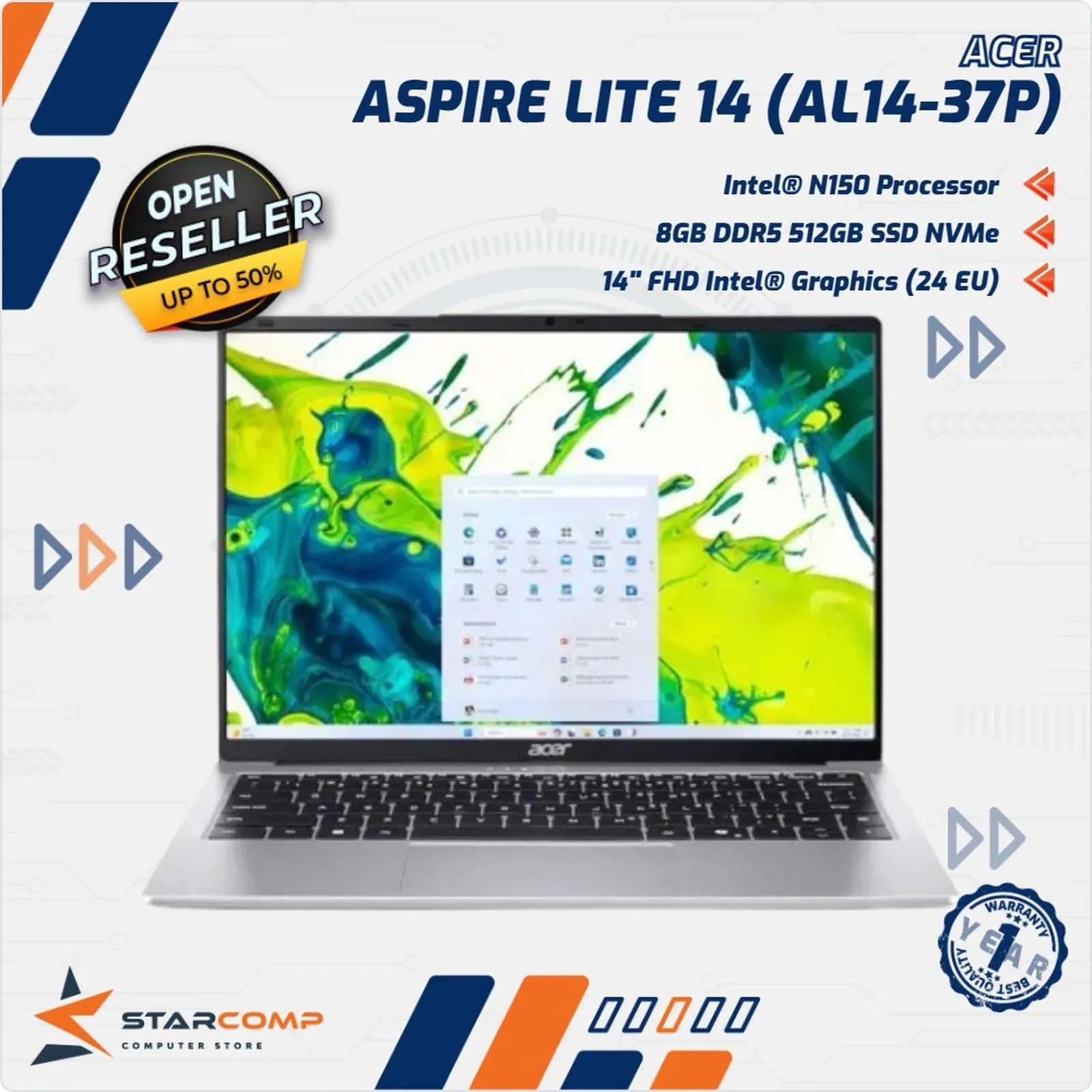 NOTEBOOK ACER AL14-37P-C3DZ N150/8/512