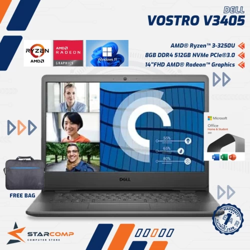 DELL VOSTRO 3405 RYZEN 3 3250U 8GB 512GB VEGA 3 14" FHD W11 OHS