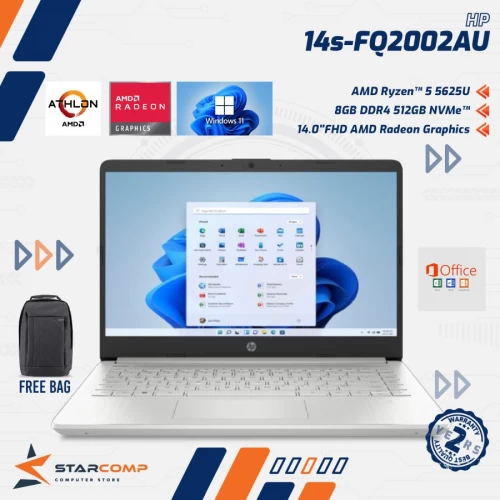 HP 14S FQ2002AU | RYZEN 5 5625U 8GB 512GB SSD 14" FHD IPS W11 OHS