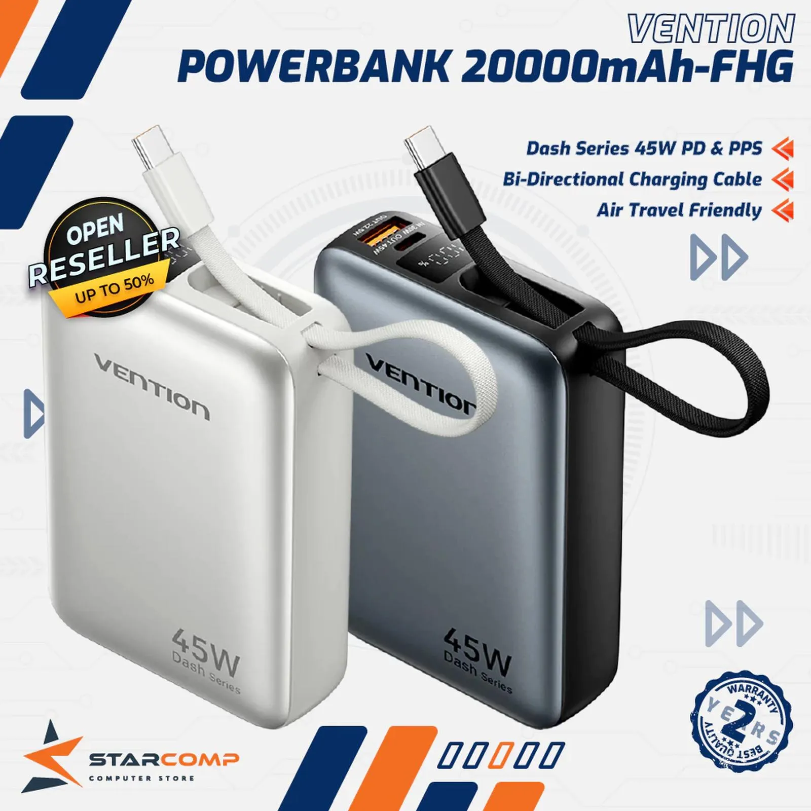 PB VENTION MINI 20000MAH 45W BUILT IN TYPE C BEIGE (FHGN0)