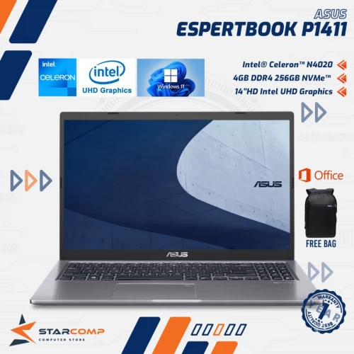 ASUS ESPERTBOOK P1411CMA CELERON N4020 4GB 256GB SSD 14"HD