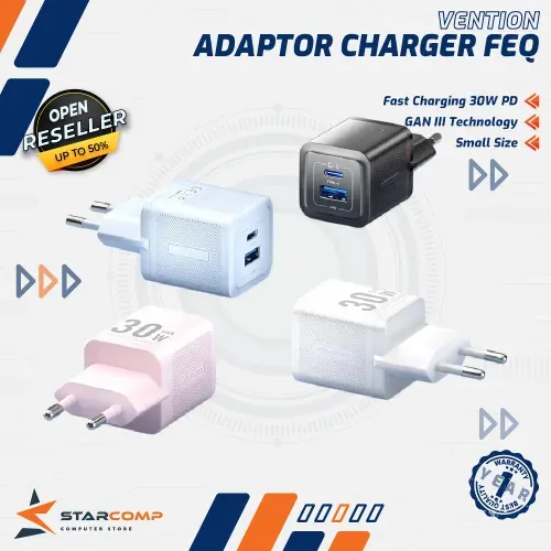 VENTION FEQ ADAPTOR FAST CHARGER GAN USB A TYPE C 30W