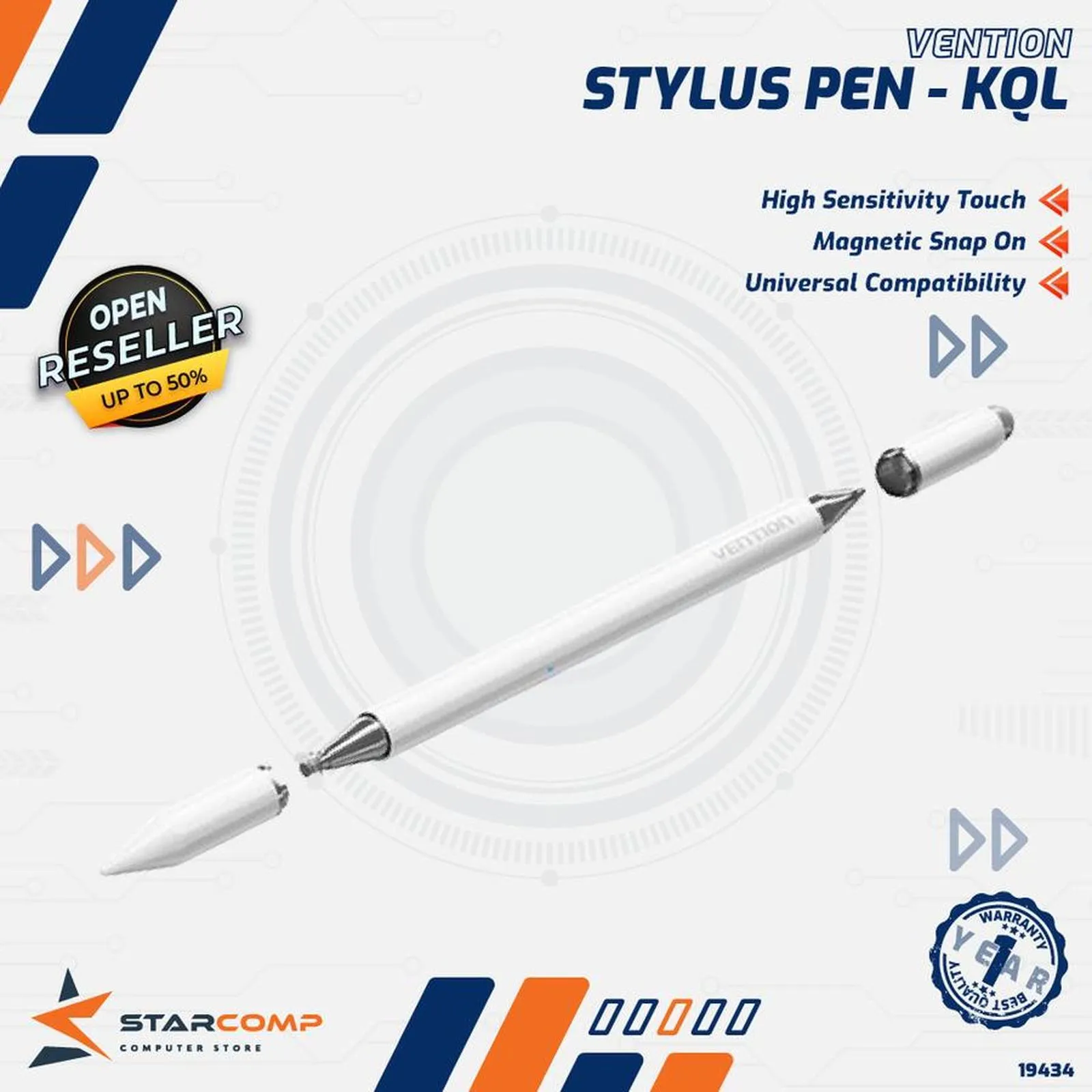 VENTION STYLUS PEN 3 IN 1 MAGNETIC ALUMUNIUM ALLOY (KQLW0)