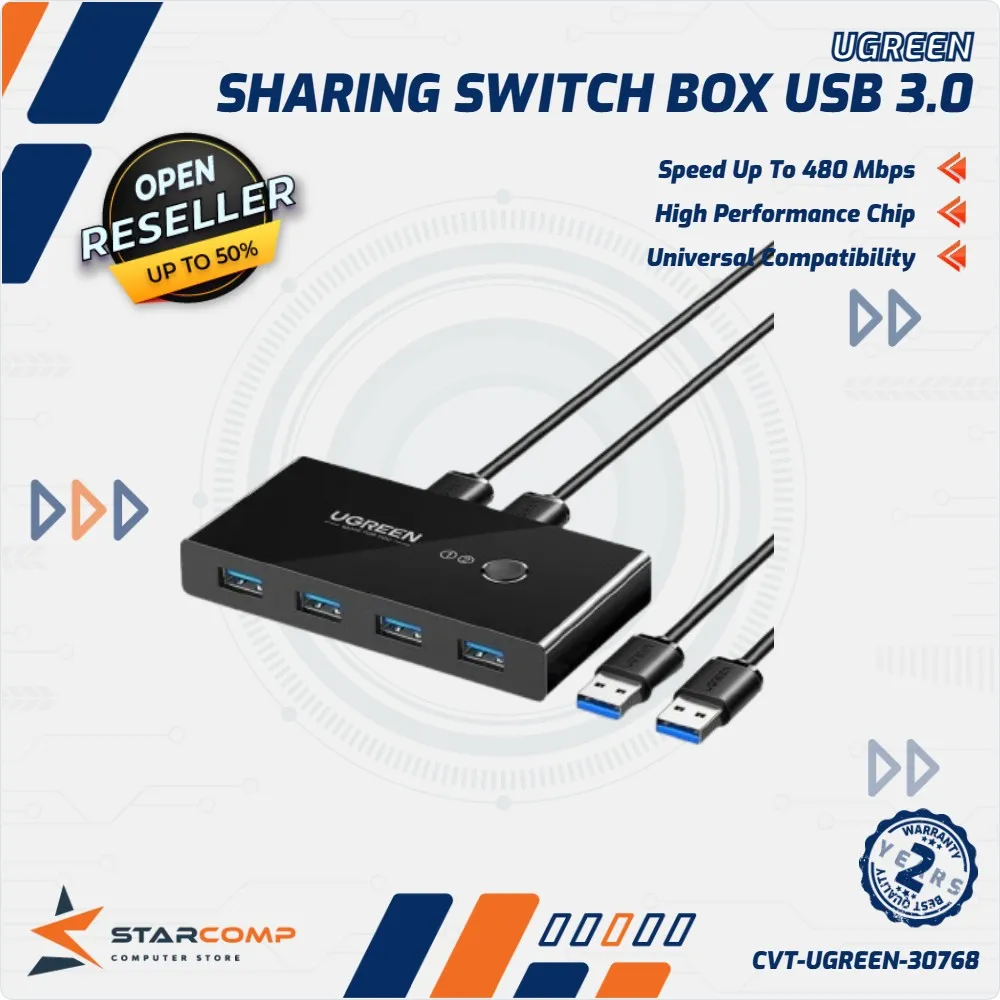 SHARING SWITCH BOX UGREEN USB 3.0 2IN4OUT (30768)