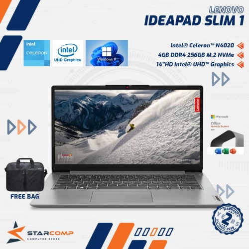 LENOVO IDEAPAD SLIM 1 | CELERON N4020 4GB 256GB SSD 14"HD GREY - 2NID