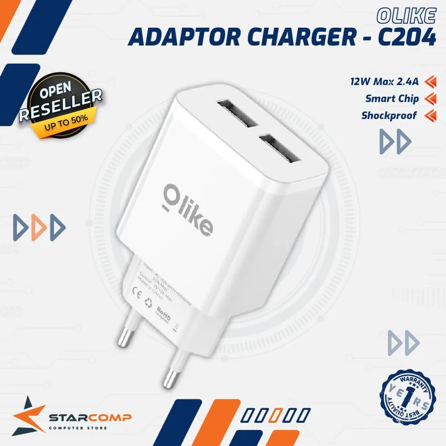 CHARGER OLIKE DUAL USB PORT C204 (ISI 10)