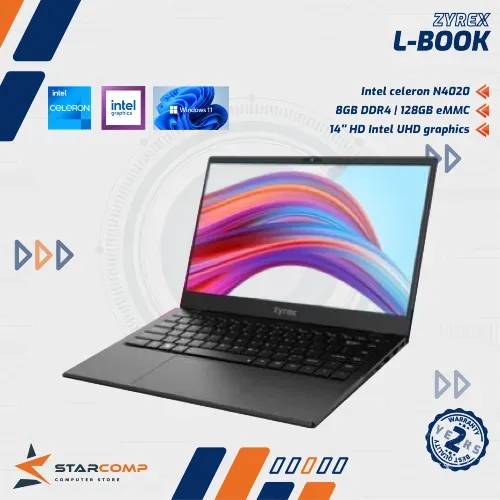 ZYREX L-BOOK CELERON N4020 RAM 8GB DDR4 128GB EMMC W11