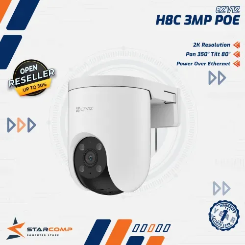 EZVIZ H8C POE 3MP 2K SMART HOME PAN & TILT POE IP CAMERA CCTV OUTDOOR