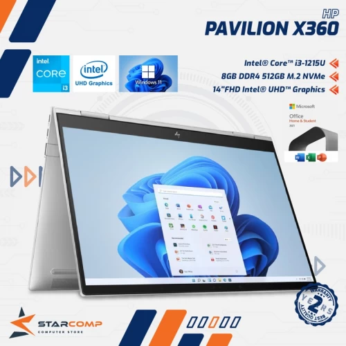 HP PAVILION X360 14 EK0113TU 2IN1 TOUCH I3-1215U 8GB 512GB SSD W11 OHS