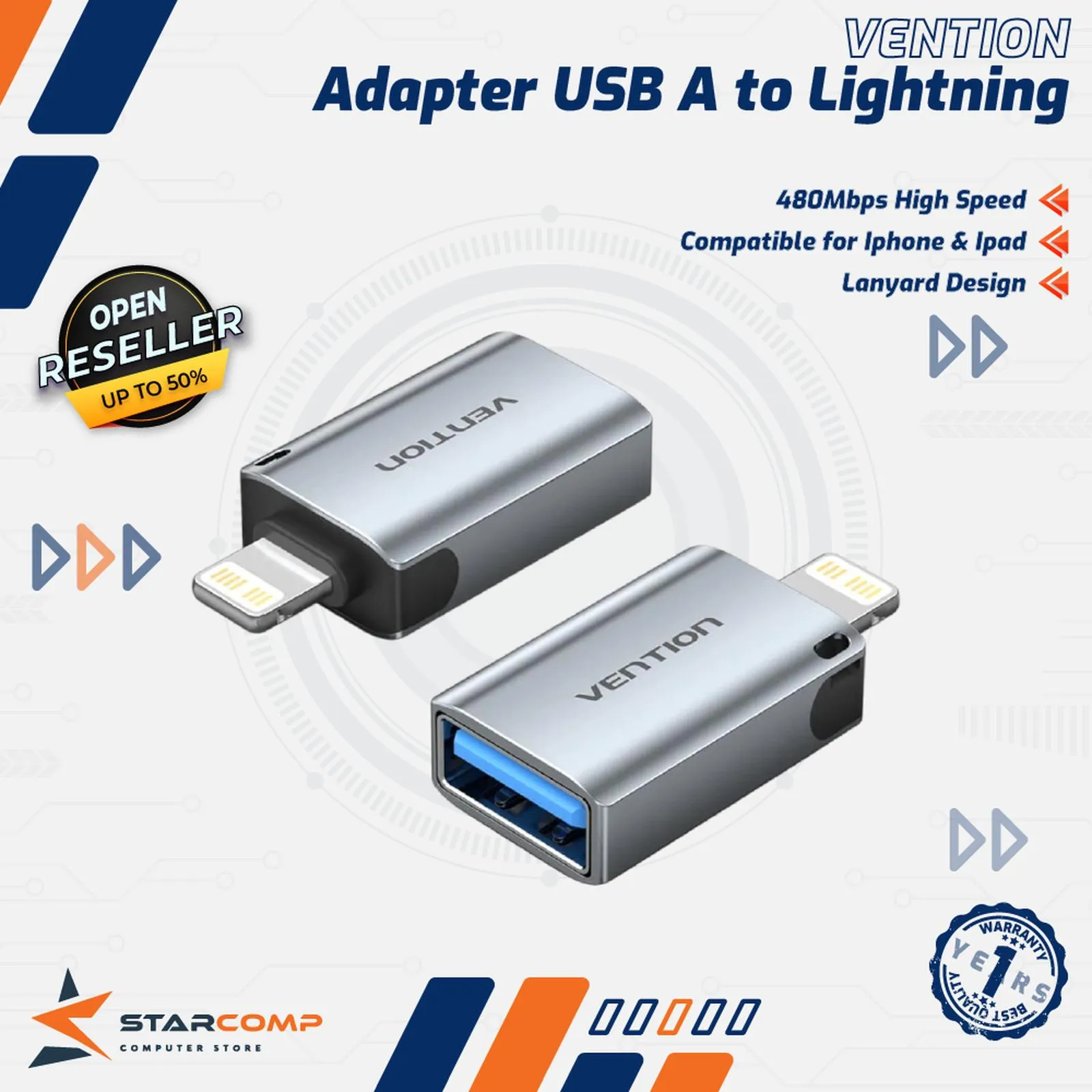OTG VENTION USB-A TO LIGHTNING (CUCH0)