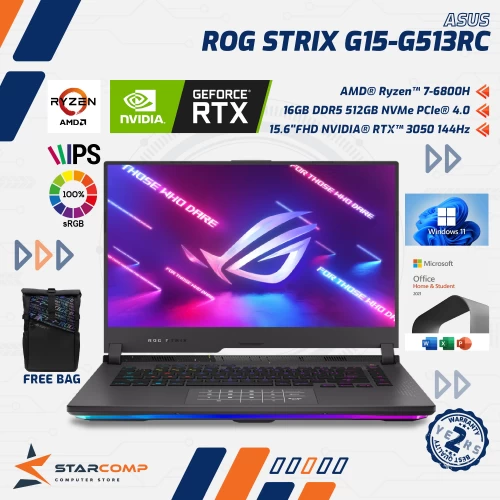 ASUS ROG STRIX G15 G513RC-R735B6P-O RYZEN 7-6800H 16GB 512GB RTX3050 144HZ ELECTRO PUNK