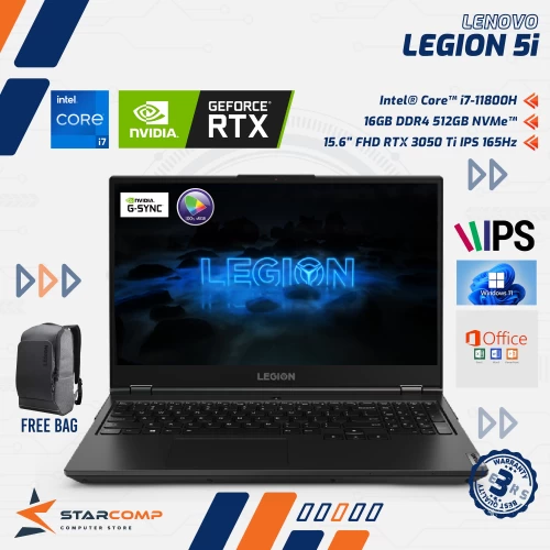 LENOVO LEGION 5I | CORE I7 11800H 16GB 512GB SSD RTX3050TI 4GB 15.6FHD 165HZ