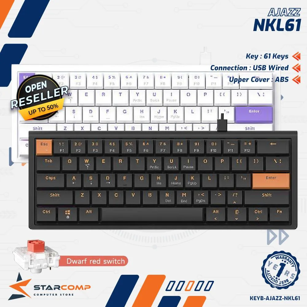 KEY AJAZZ NKL61 WIRED LOW PROFILE RAINBOW