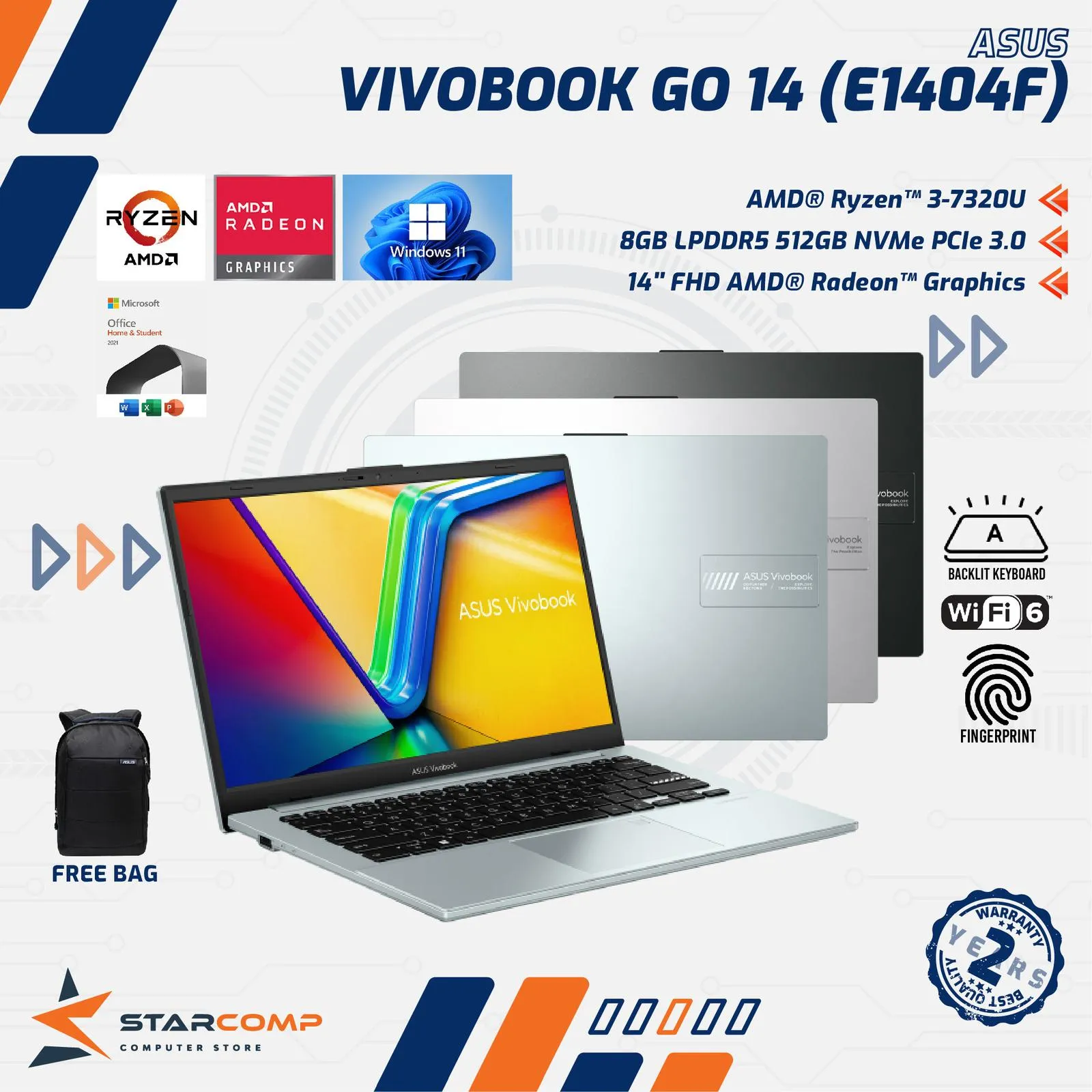 NOTEBOOK ASUS E1404FA RYZEN 3-7320U/8/256