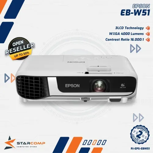 PROJECTOR EPSON EB-W51 EBW51 WXGA 3LCD 4000 LUMENS