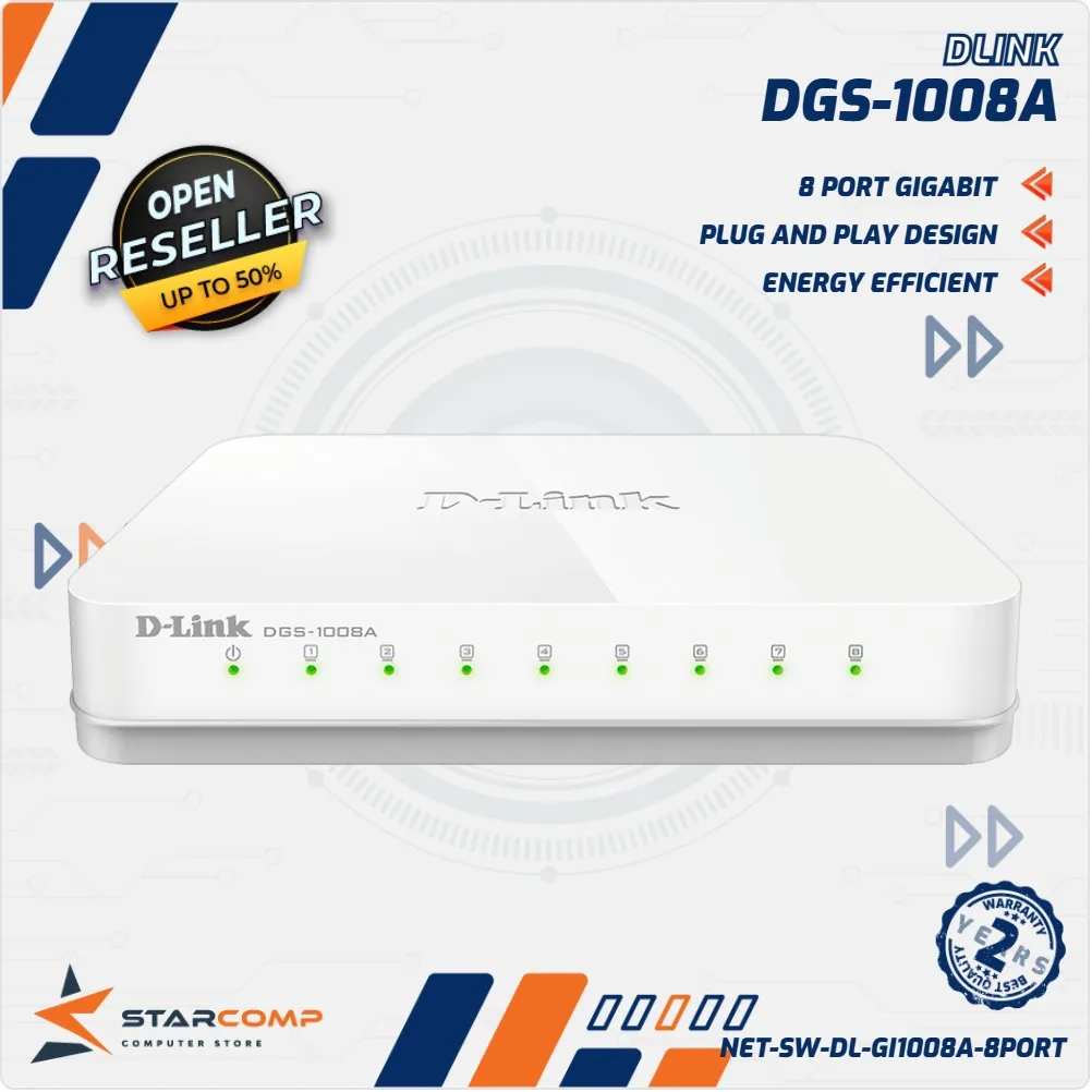 SWITCH HUB DLINK 8 PORT DGS-1008A GIGABIT