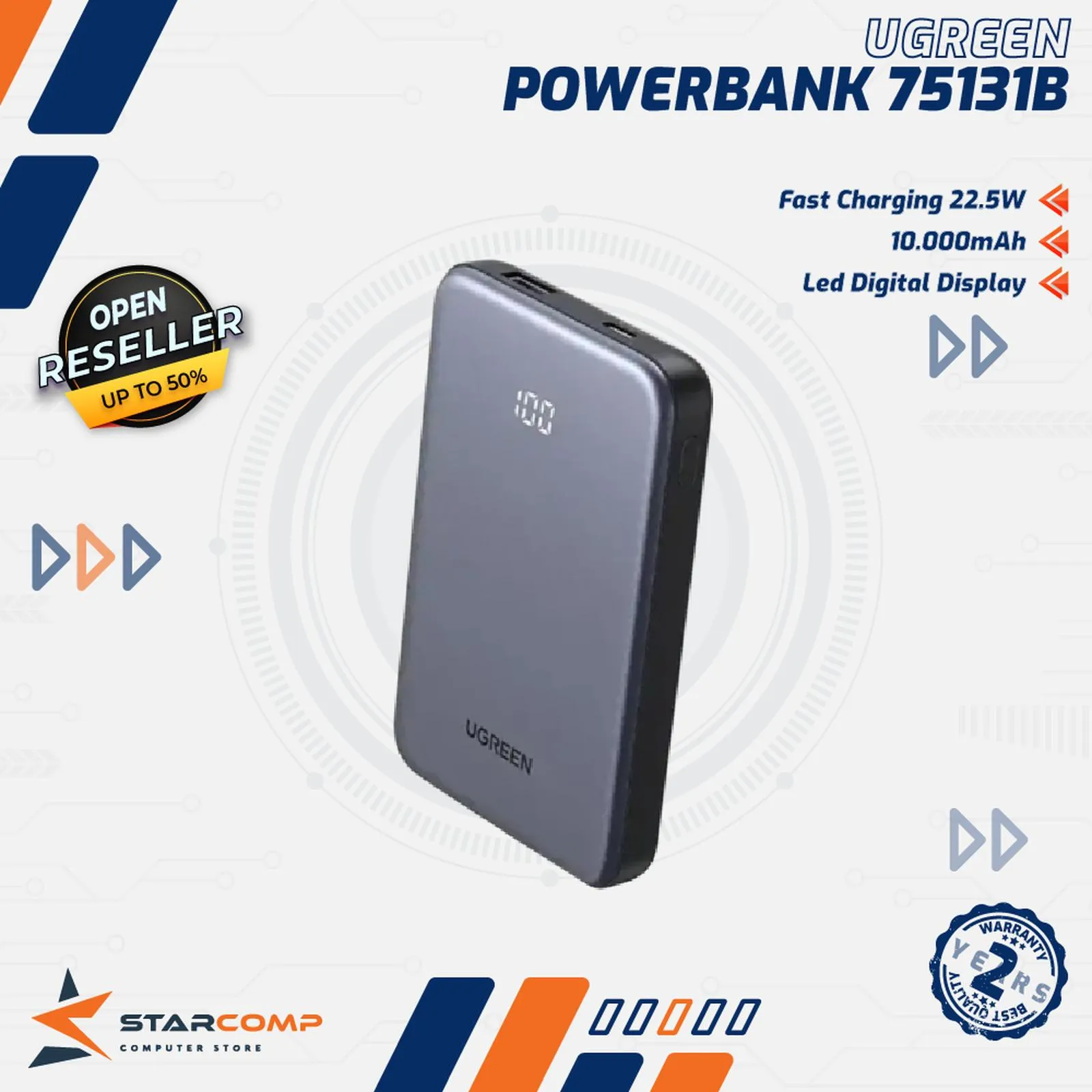 PB UGREEN DIGITAL DISPLAY 10000MAH (75131B)