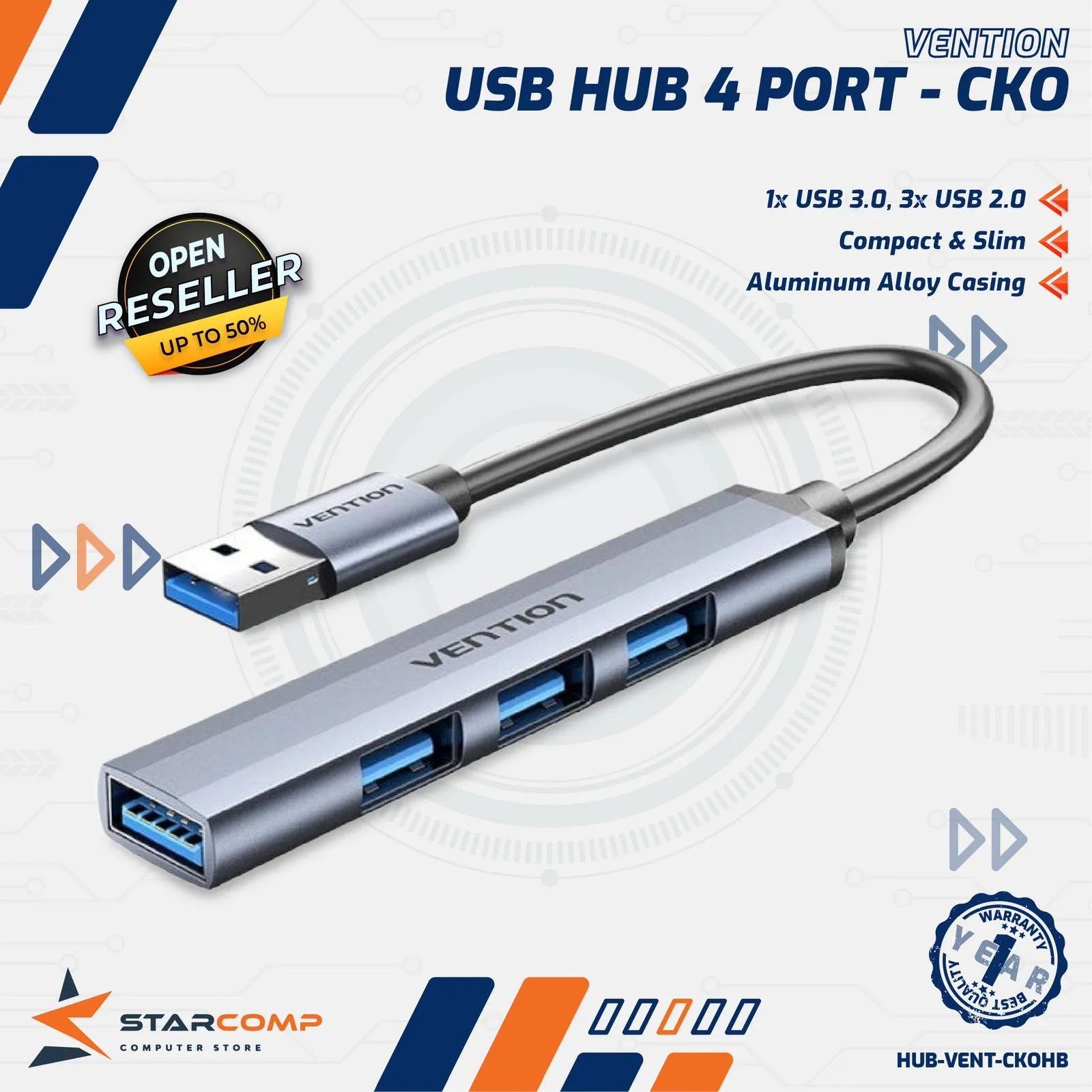 USB HUB VENTION 4PORT 1PORT3.0+3PORT2.0 (CKOHB)