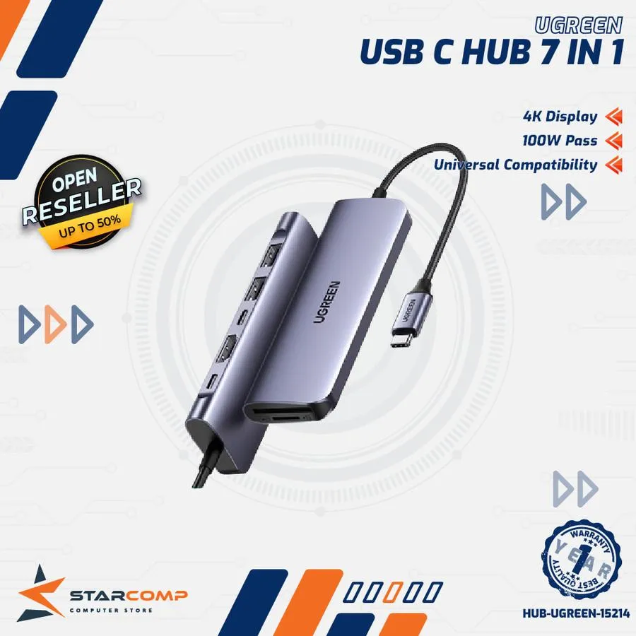 USB HUB UGREEN TYPE C 7IN1 (15214)